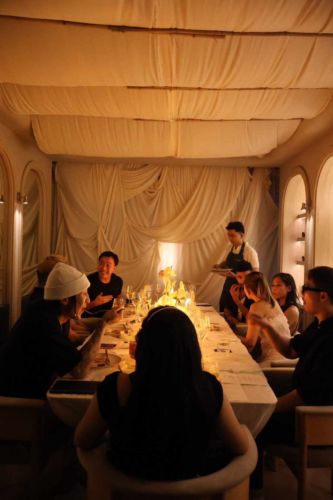 Guests at a styled dinner