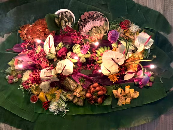 Colorful floral food platter